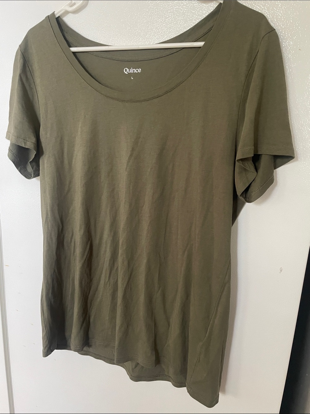 Quince Large Olive Cotton Modal Scoop Neck Tee Everyday Classic